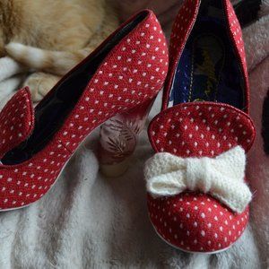 Irregular Choice Sz 9.5 Red/White Polka Dot Heels